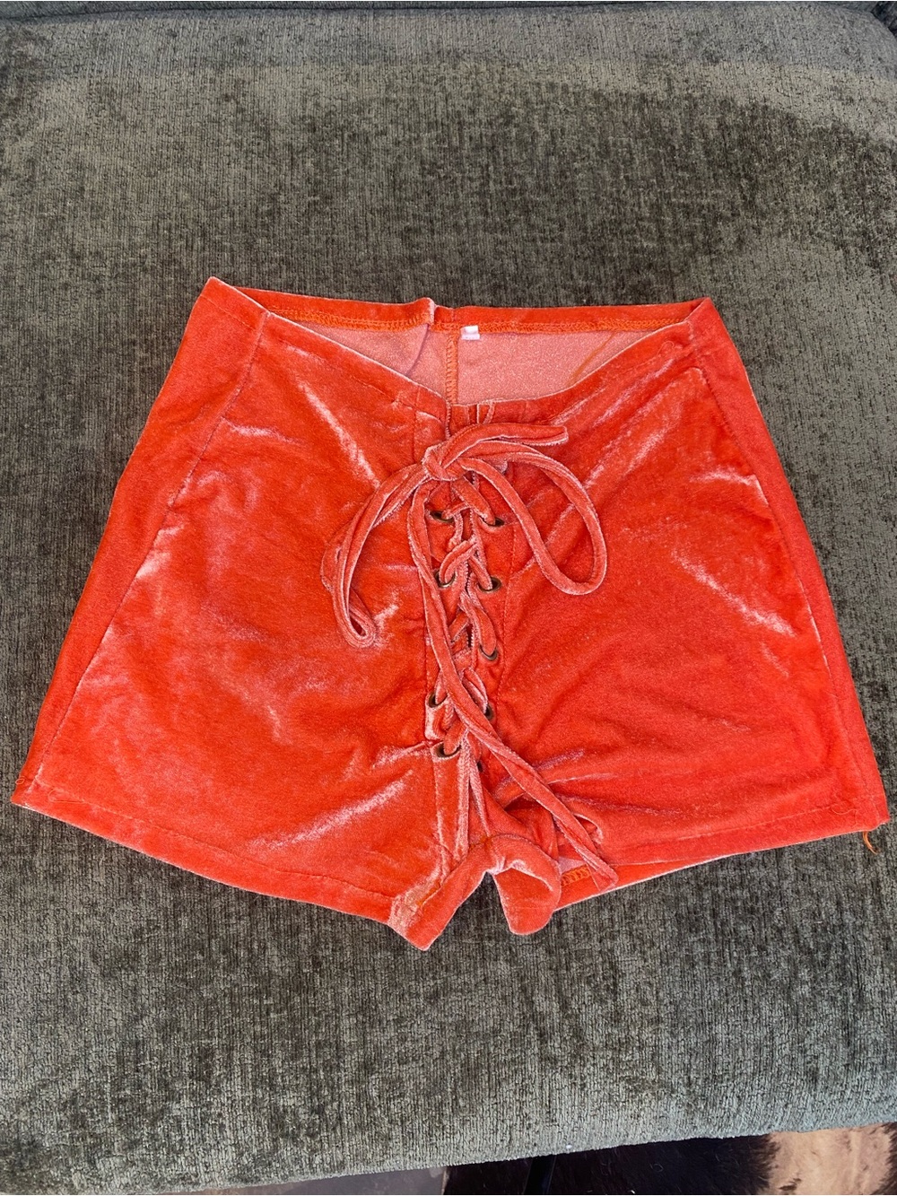 Velvet Lace-Up Women’s Shorts - Red